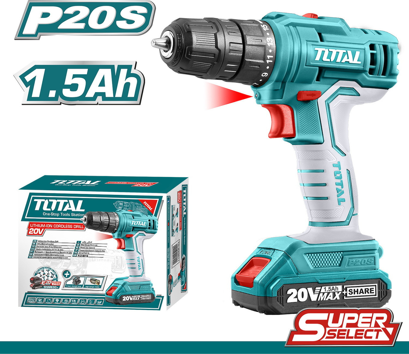 Total TDLI20011 Δραπανοκατσάβιδο Μπαταρίας 20V 1x1.5Ah