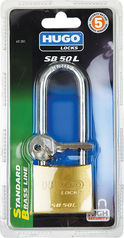 Hugo Locks SB L Λουκέτο Μακρύλαιμο με Κλειδί Ορειχάλκινο 50mm 60281 - Image 2